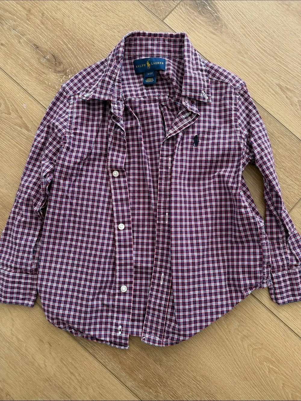 Ralph Lauren Boys' Maroon & White Plaid Button-Down Shirt